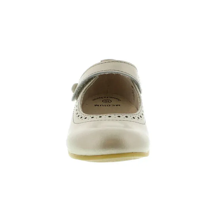 FootMates Emma 3104 Mary Jane Girls US 9.5 Soft Gold Leather Dress Shoes ZPO694 (Gold,9.5)