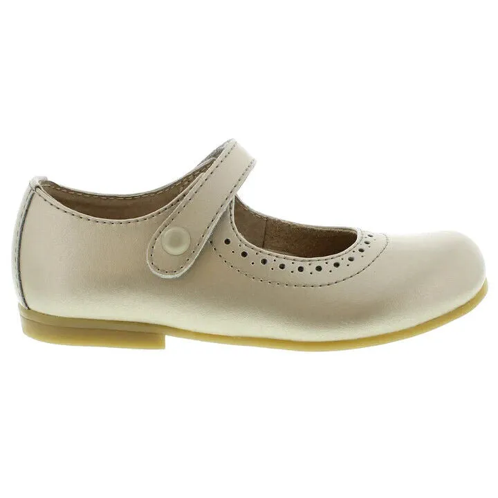 FootMates Emma 3104 Mary Jane Girls US 9.5 Soft Gold Leather Dress Shoes ZPO694 (Gold,9.5)