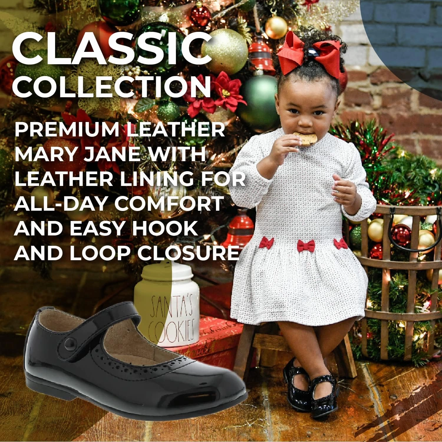FOOTMATES Emma Patent Leather Mary Jane Girls Party Dress Shoes with Custom-Fit Insoles, Hard Bottom, Slip-Resistant Non-Marking Outsoles - for Toddlers and Little Kids, Ages 1-8