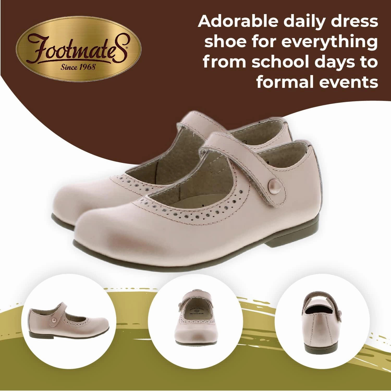 FOOTMATES Emma Patent Leather Mary Jane Girls Party Dress Shoes with Custom-Fit Insoles, Hard Bottom, Slip-Resistant Non-Marking Outsoles - for Toddlers and Little Kids, Ages 1-8