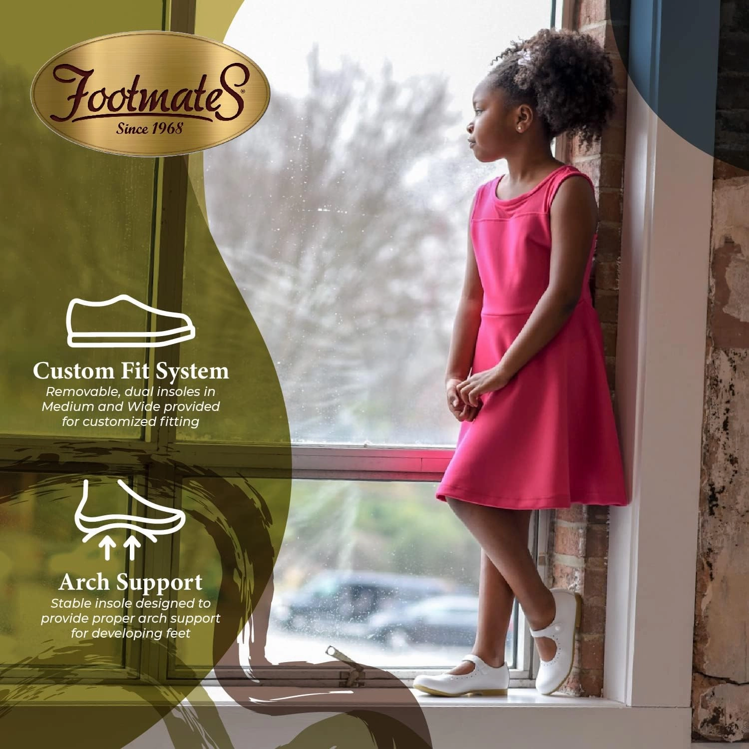 FOOTMATES Emma Patent Leather Mary Jane Girls Party Dress Shoes with Custom-Fit Insoles, Hard Bottom, Slip-Resistant Non-Marking Outsoles - for Toddlers and Little Kids, Ages 1-8