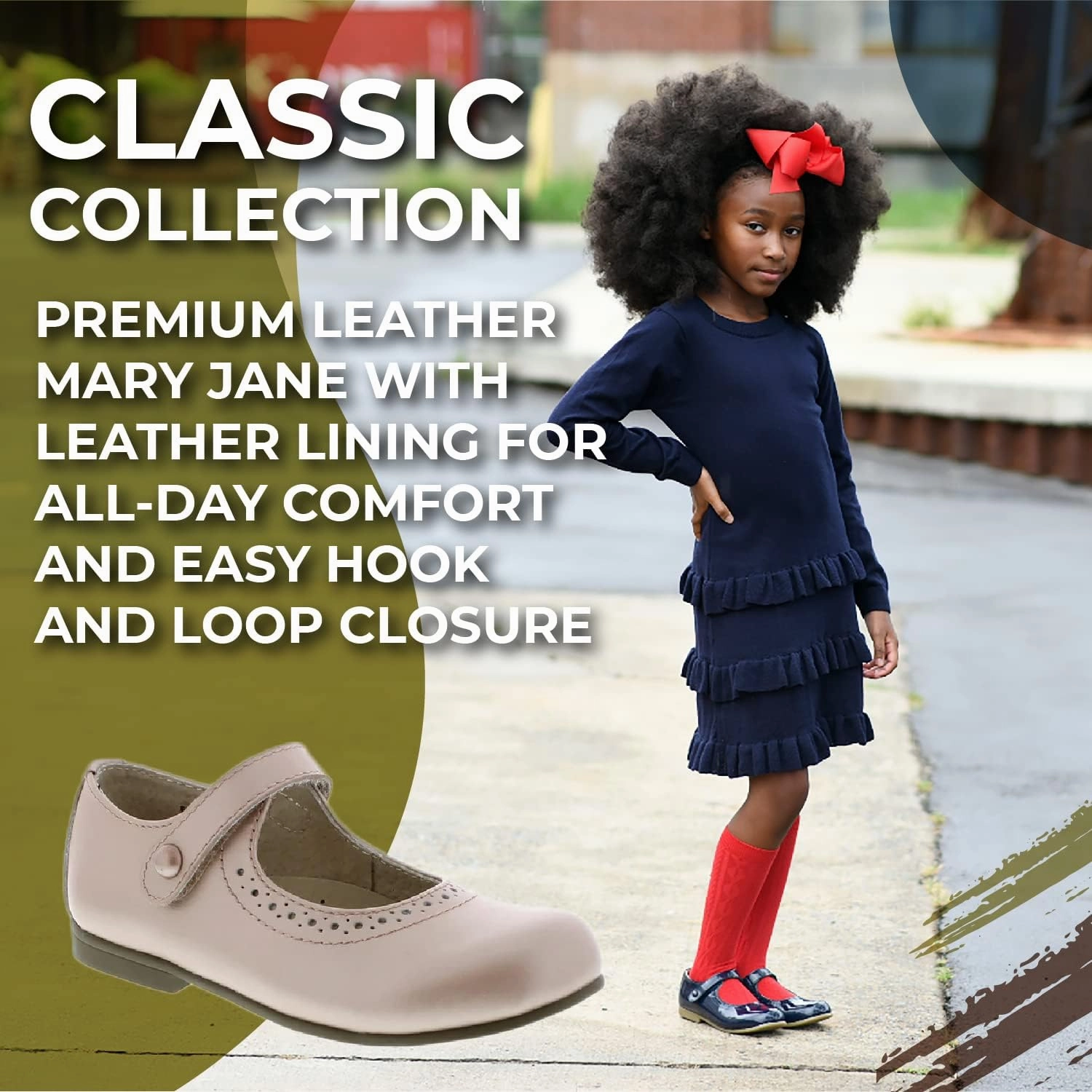FOOTMATES Emma Patent Leather Mary Jane Girls Party Dress Shoes with Custom-Fit Insoles, Hard Bottom, Slip-Resistant Non-Marking Outsoles - for Toddlers and Little Kids, Ages 1-8