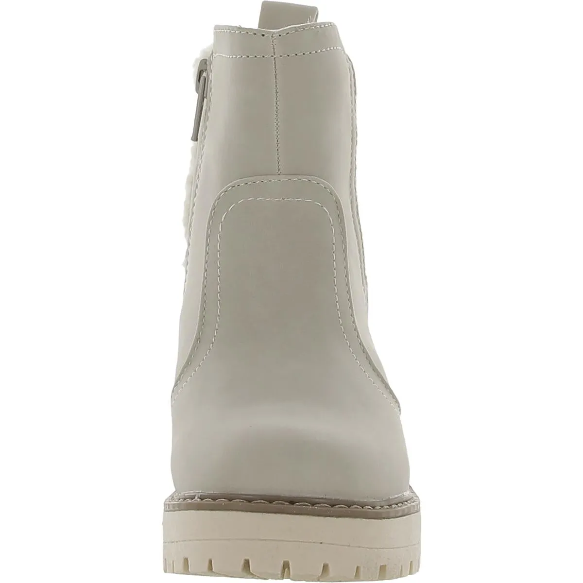 Fuzzy Girls Faux Leather Cold Weather Ankle Boots