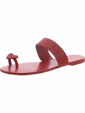 Gavena Womens Rhinestone Flat Slide Sandals
