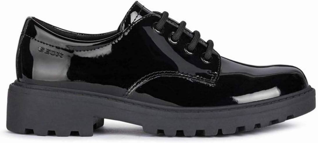 Geox Girl's Junior Casey Lace School Shoes 3.5 Medium Black Patent