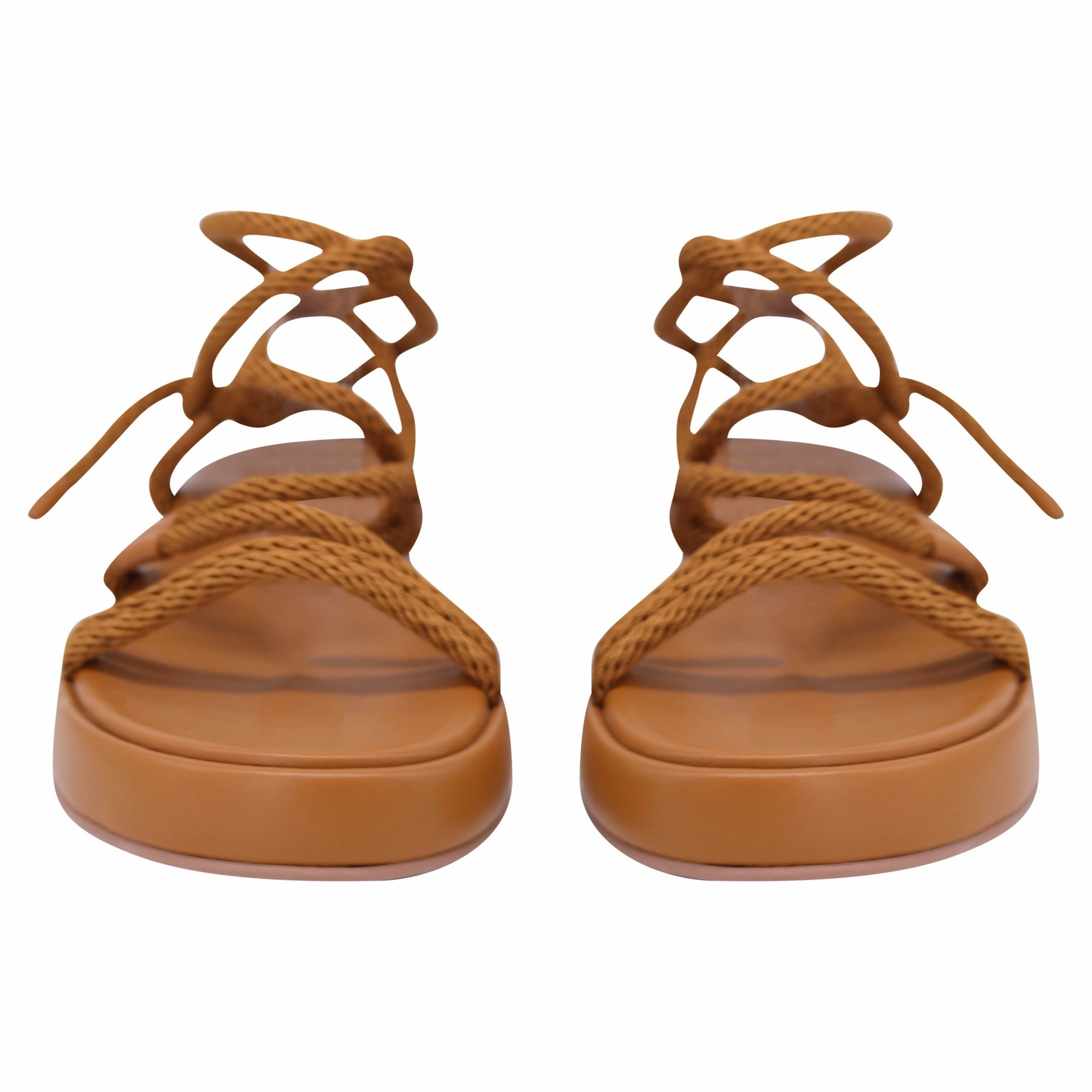 Gianvito Rossi Lace-Up Rope Sandals In Brown Leather