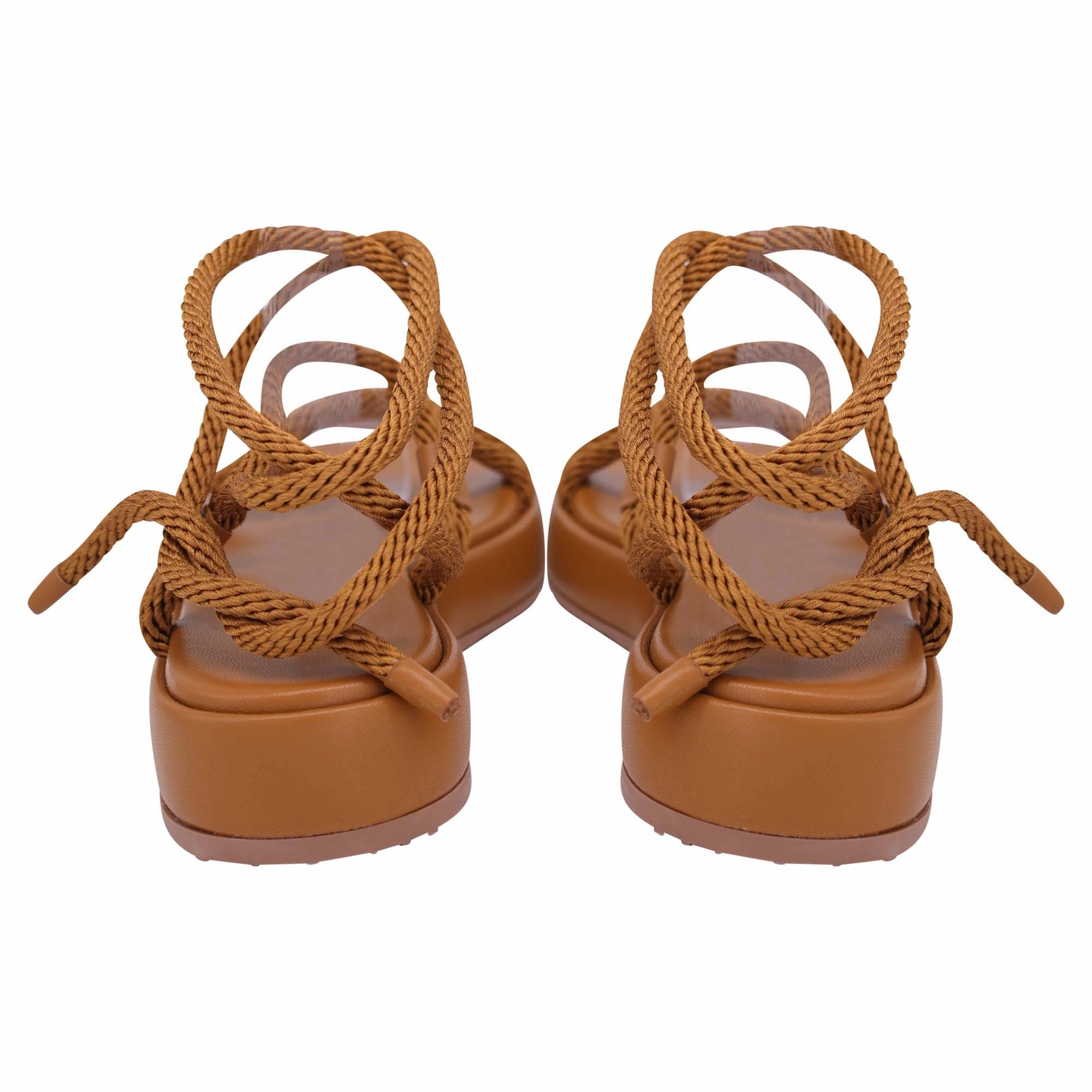 Gianvito Rossi Lace-Up Rope Sandals In Brown Leather