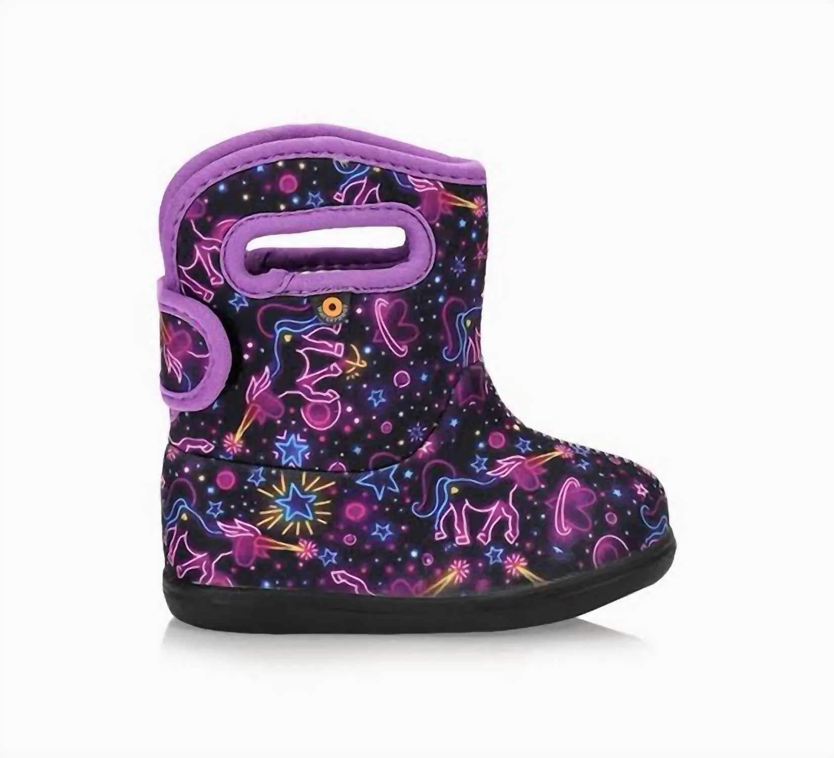 Girl's Baby Neon Unicorn Boots In Black