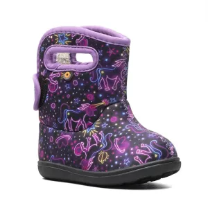 Girl's Baby Neon Unicorn Boots In Black