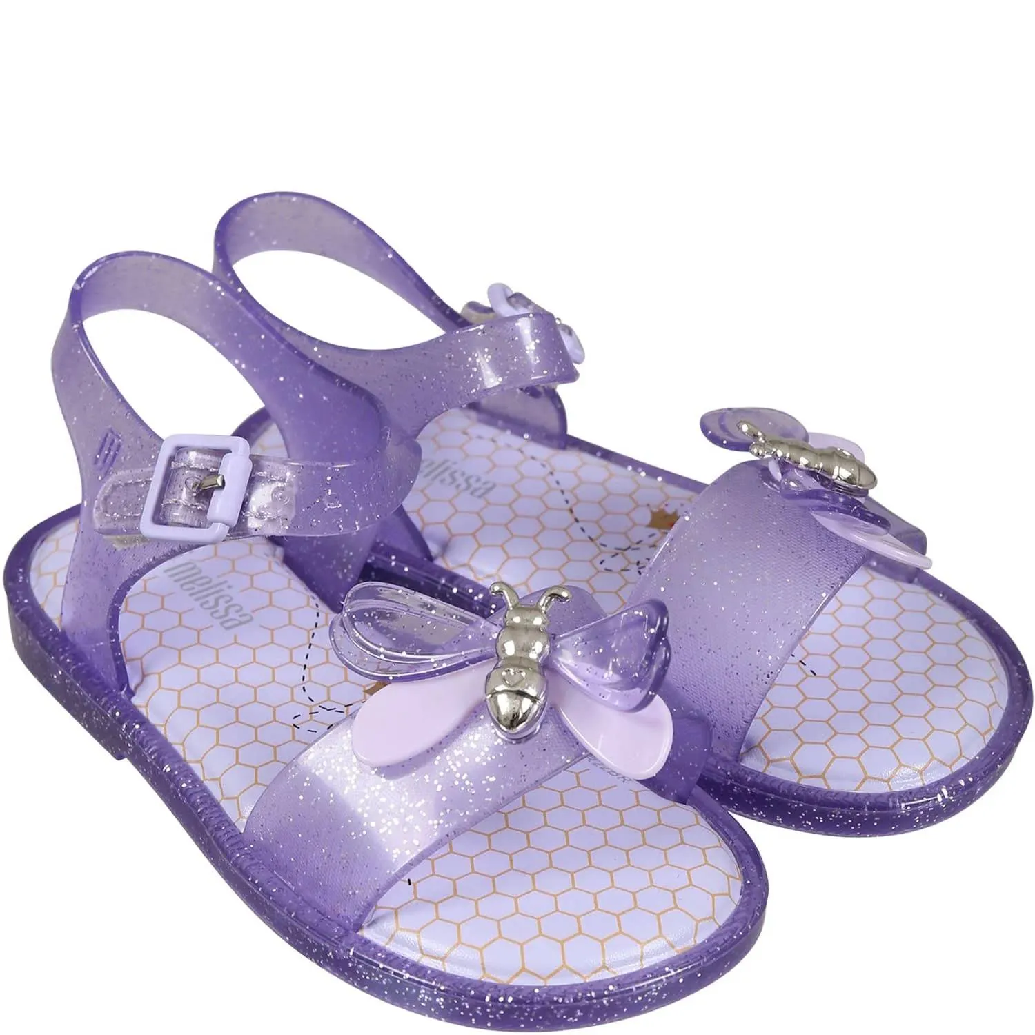 Girl's Bugs Jelly Sandals In Lilac Glitter