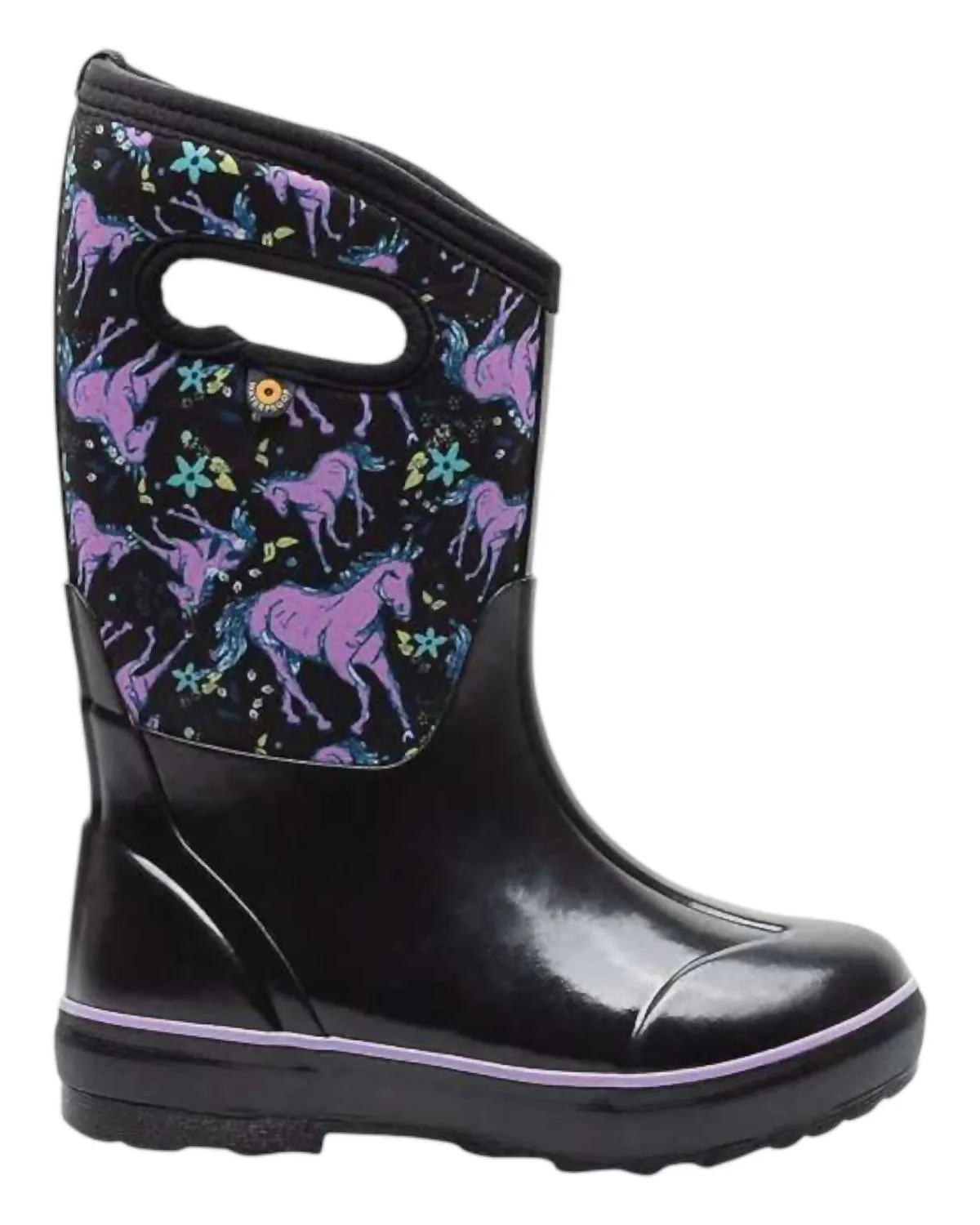 Girl's Classic Unicorn Boots In Black Multi