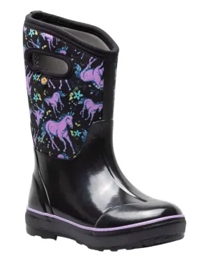 Girl's Classic Unicorn Boots In Black Multi