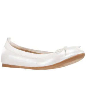 Girl's Esther Strap Flats In Ivory Pearlized