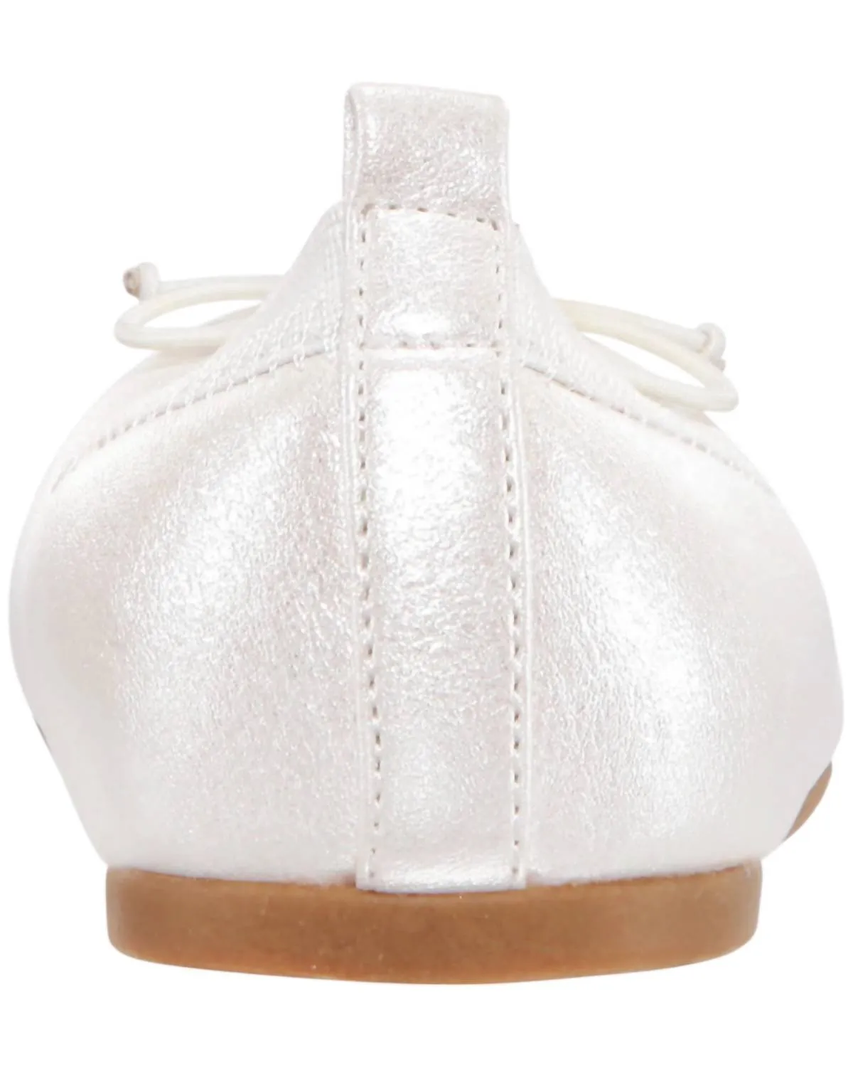 Girl's Esther Strap Flats In Ivory Pearlized