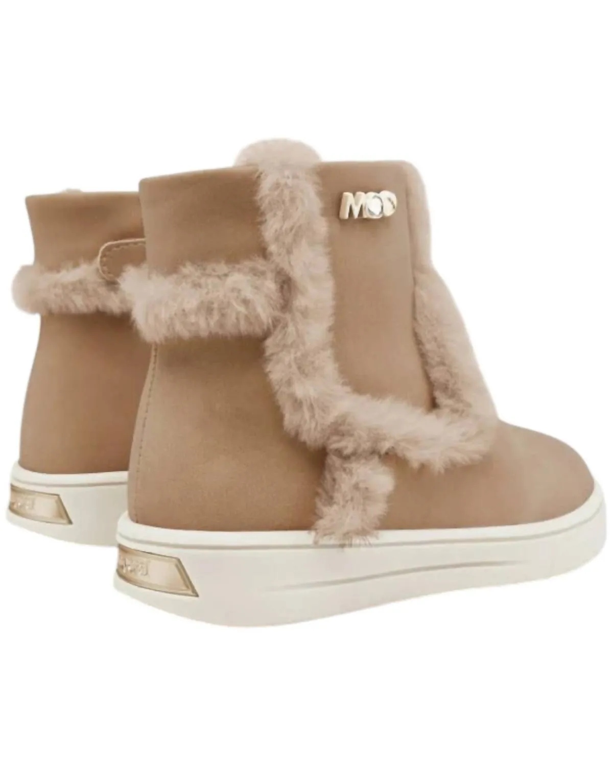Girl's Faux Fur Detail Booties In Mole