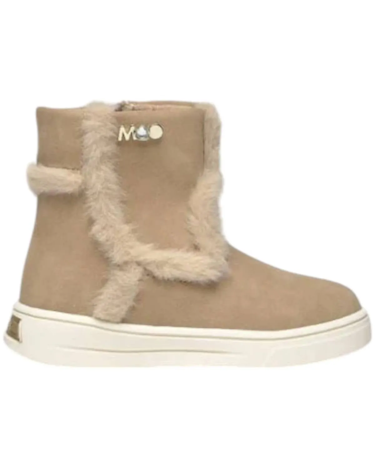 Girl's Faux Fur Detail Booties In Mole