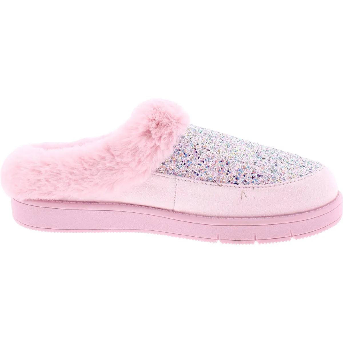 Girls Faux Fur Glitter Slide Slippers
