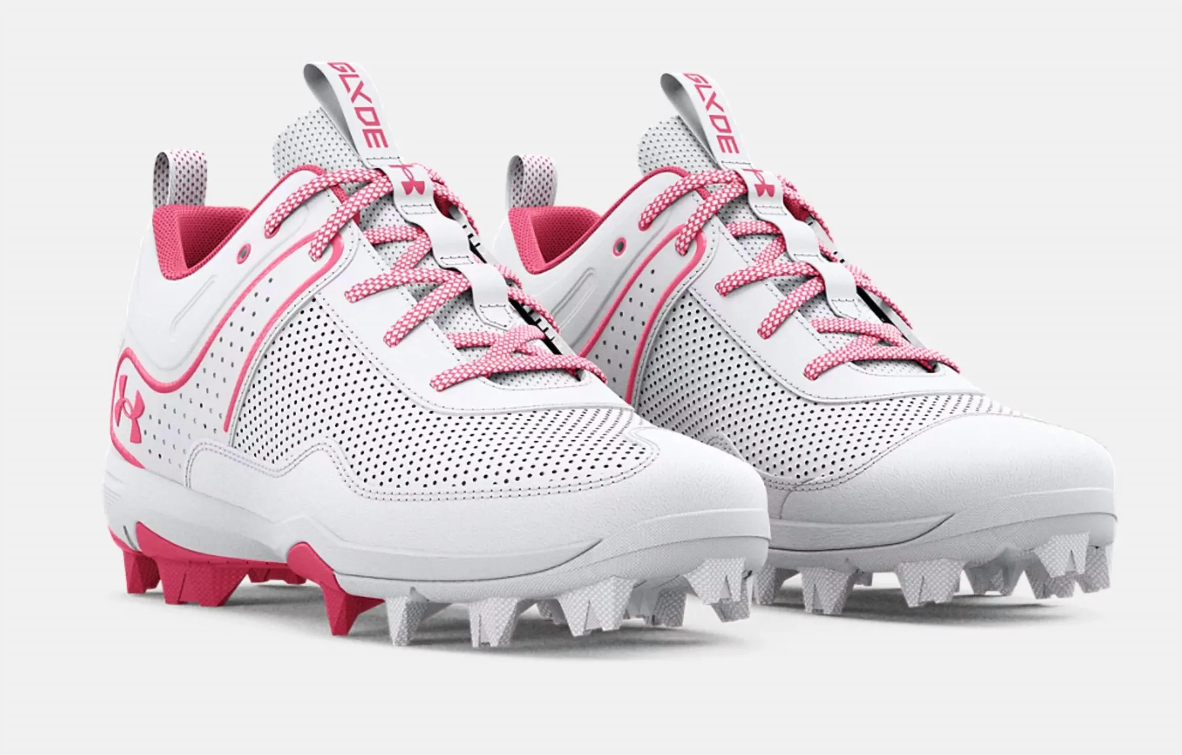 Girl's Glyde Softball Cleat Shoes In White/cerise