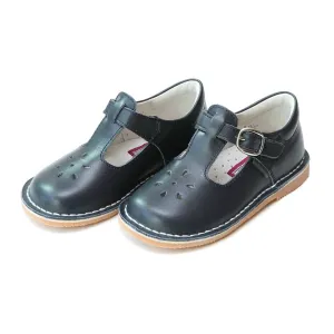 Girls Joy Classic Leather T-Strap Mary Jane Shoes In Navy