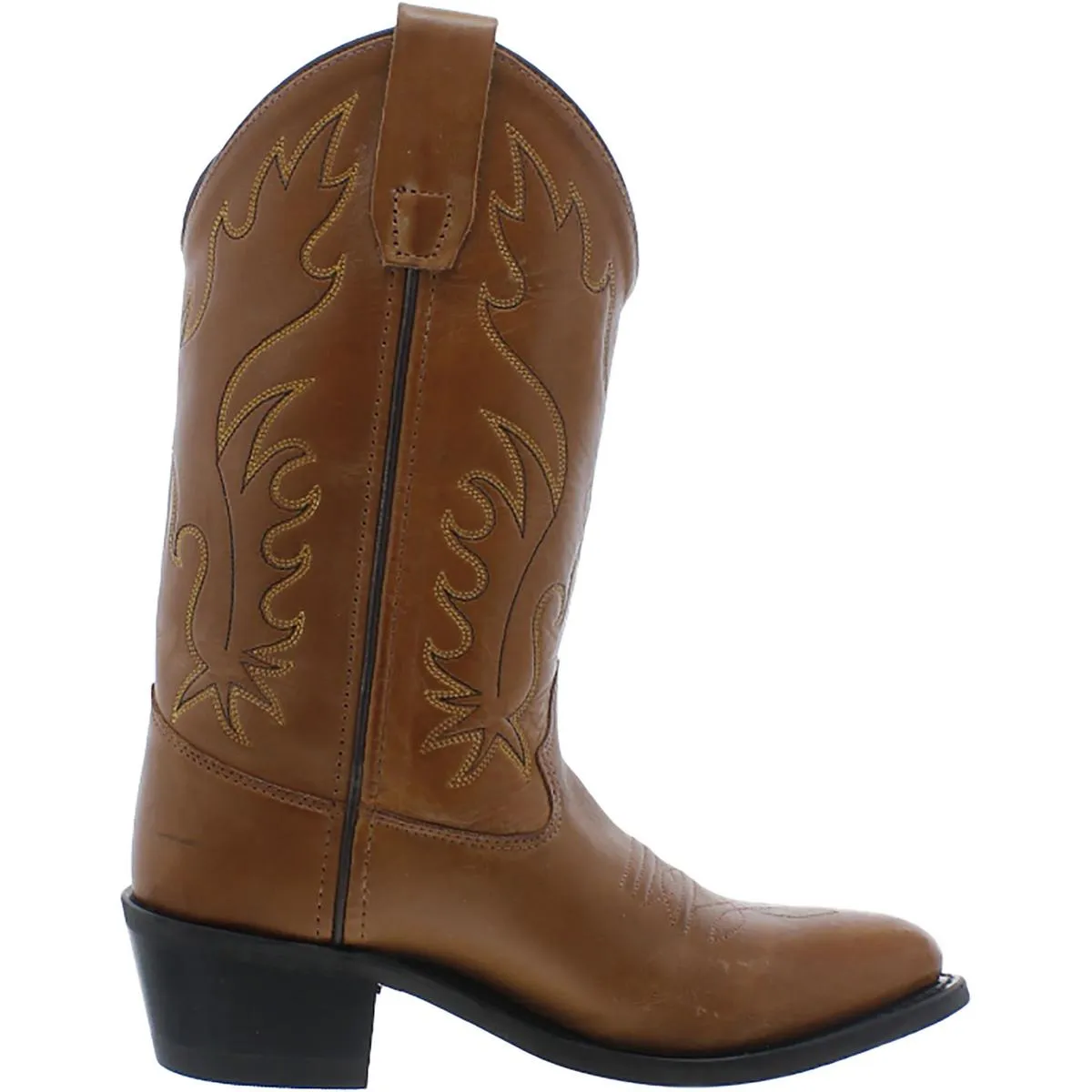 Girls Leather Black Heel Cowboy, Western Boots