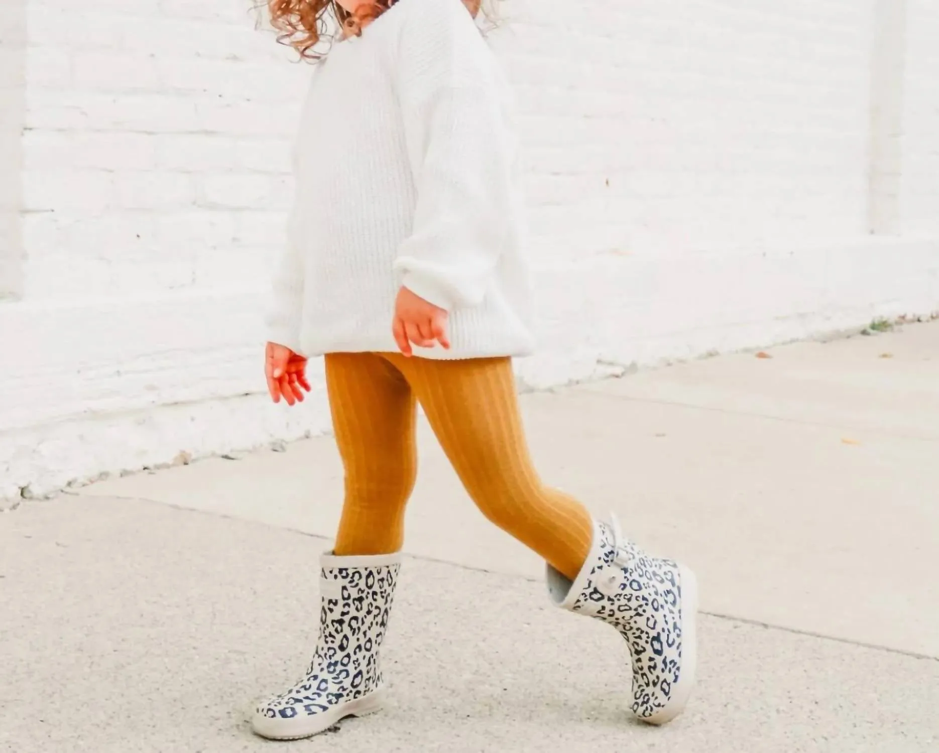 Girls Leopard Rainboot In Beige/black