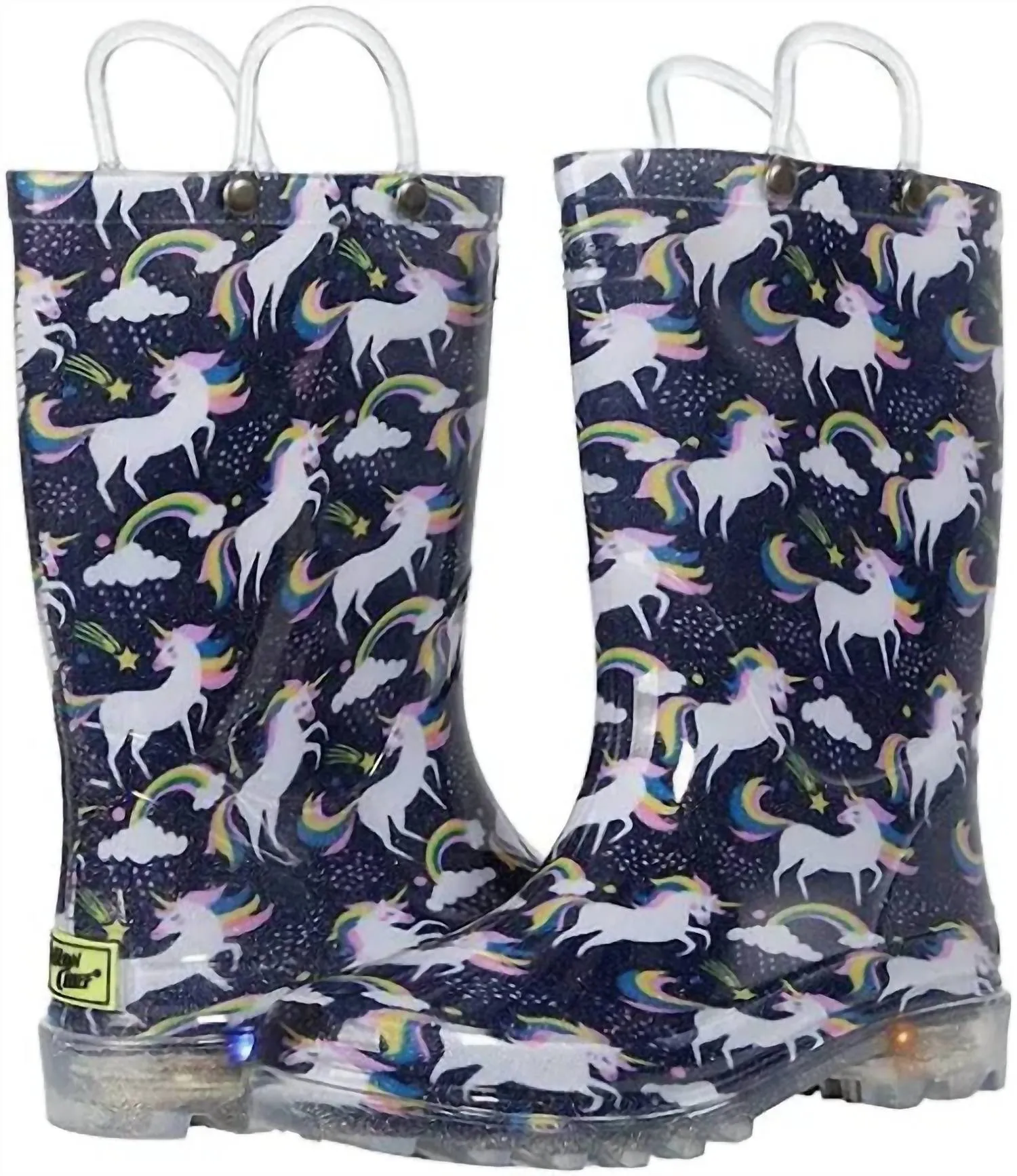Girl's Light Up Unicorn Rain Boots In Purple