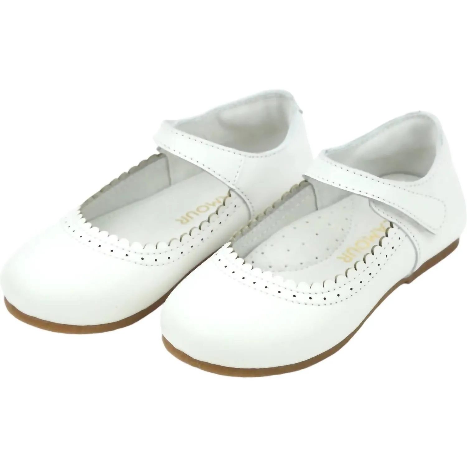 Girl's Lucille Scalloped Flat Shoes In White