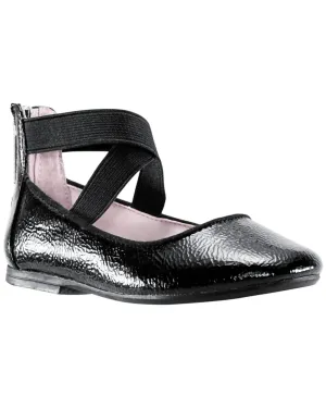 Girl's Marissa Flats In Black Crinkle