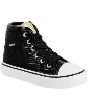 Girl's Platform Sequin Hightop Shoes In Black