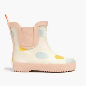 Girl's Rainboots In Cream Gobble Dots