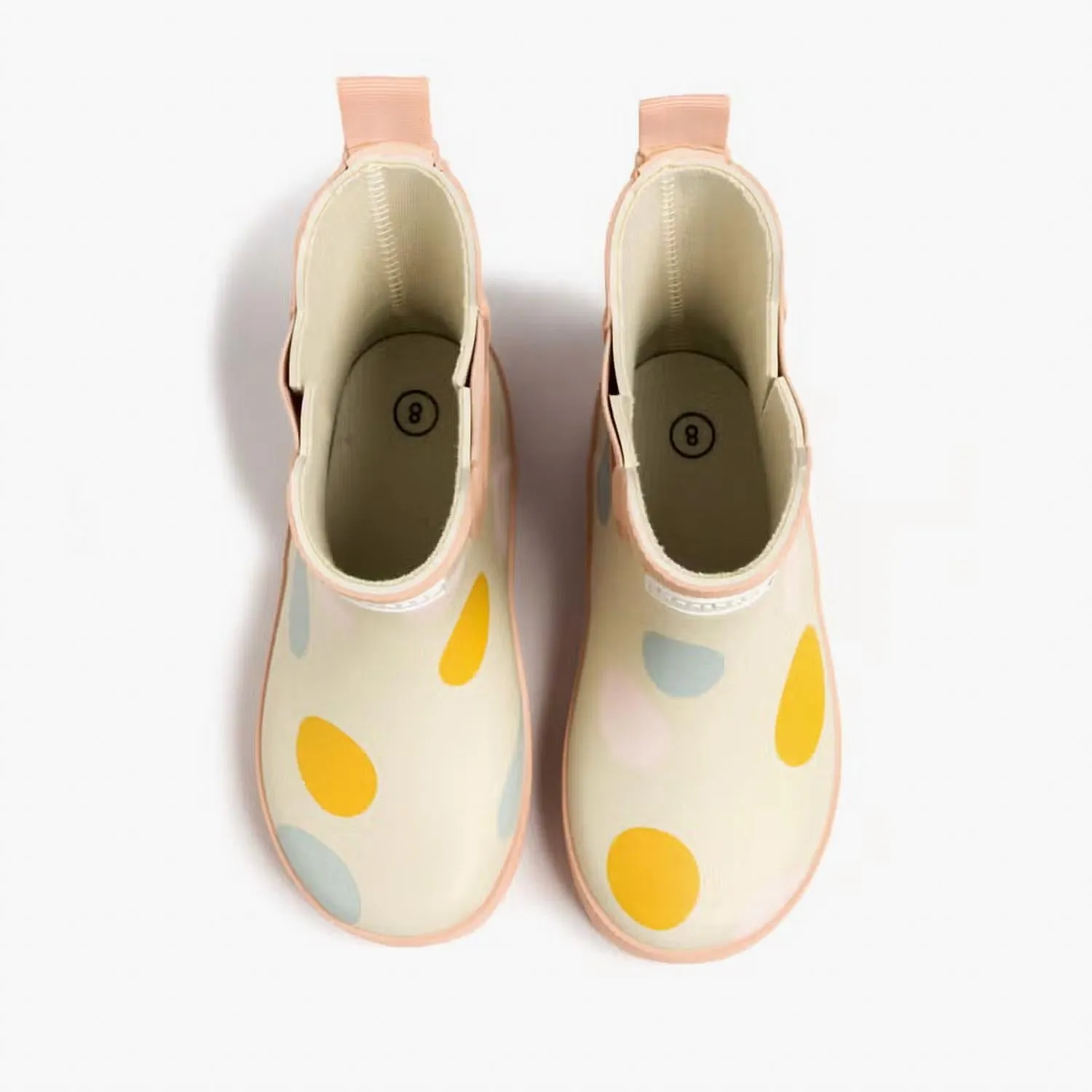 Girl's Rainboots In Cream Gobble Dots