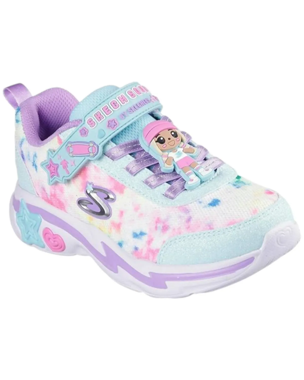 Girl's Snuggle Skech Squad Sneakers In Mint Multi