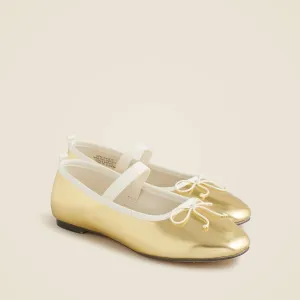 Girls Strappy Ballet Flats In Gold
