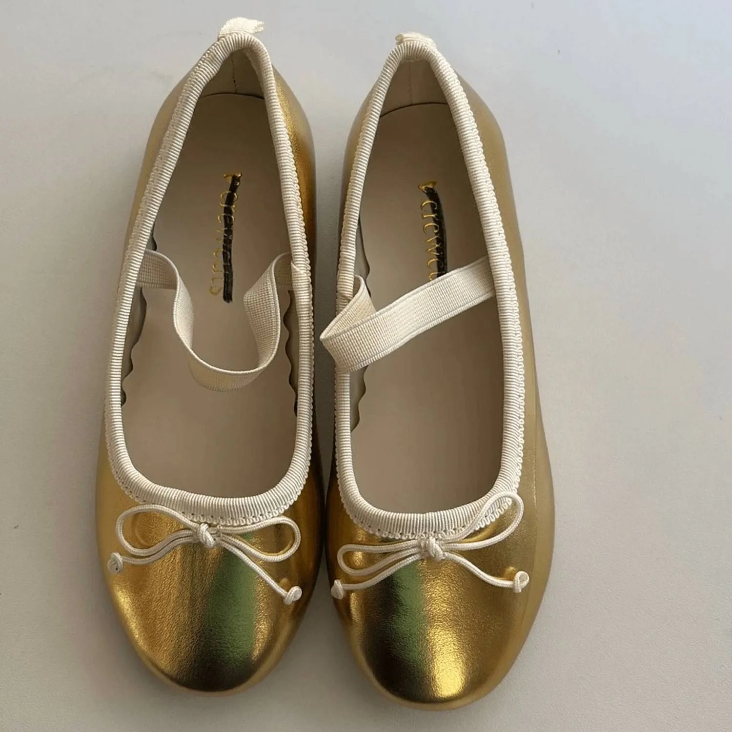 Girls Strappy Ballet Flats In Gold