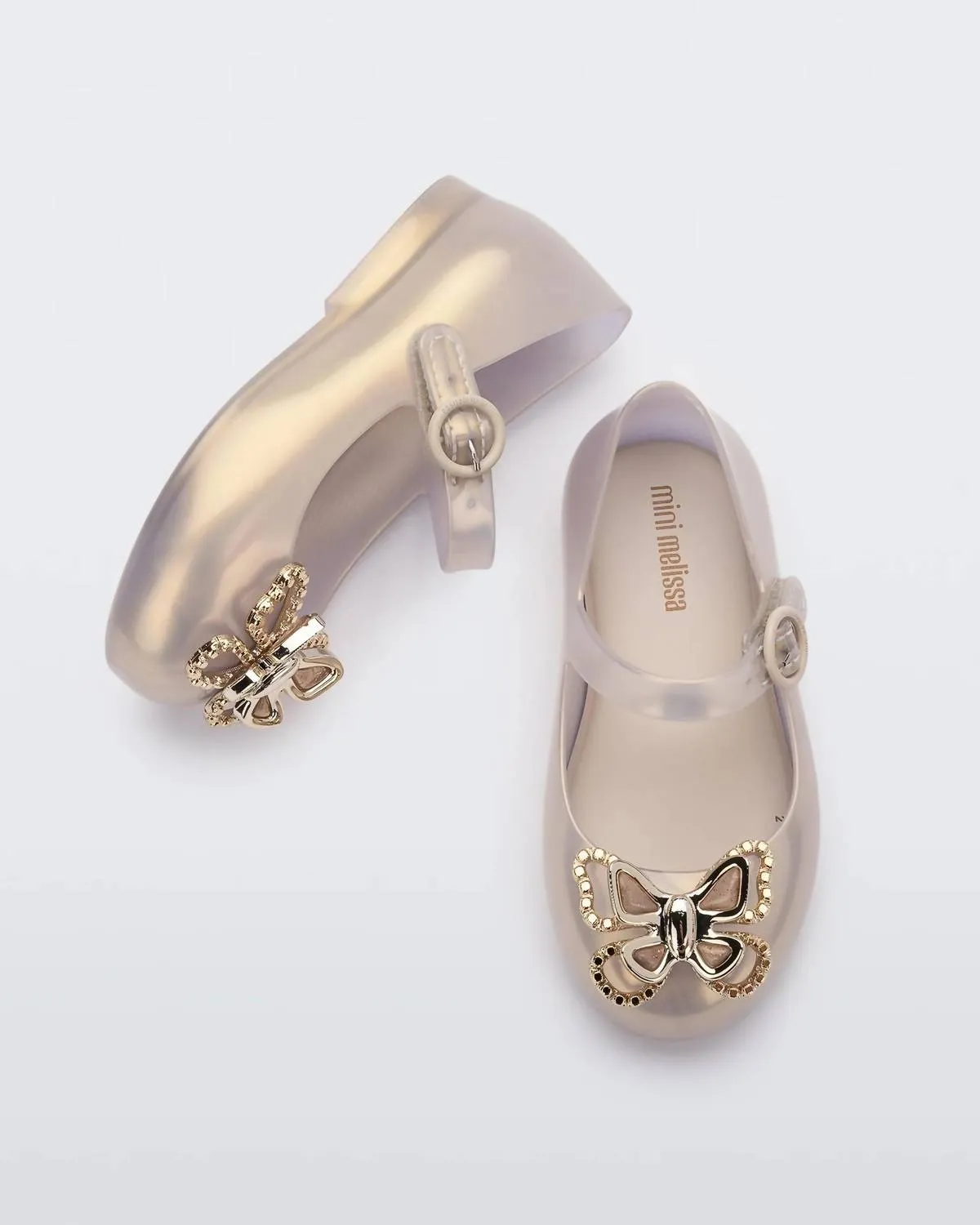 Girls' Sweet Love Butterfly Flat In Pearly Gold
