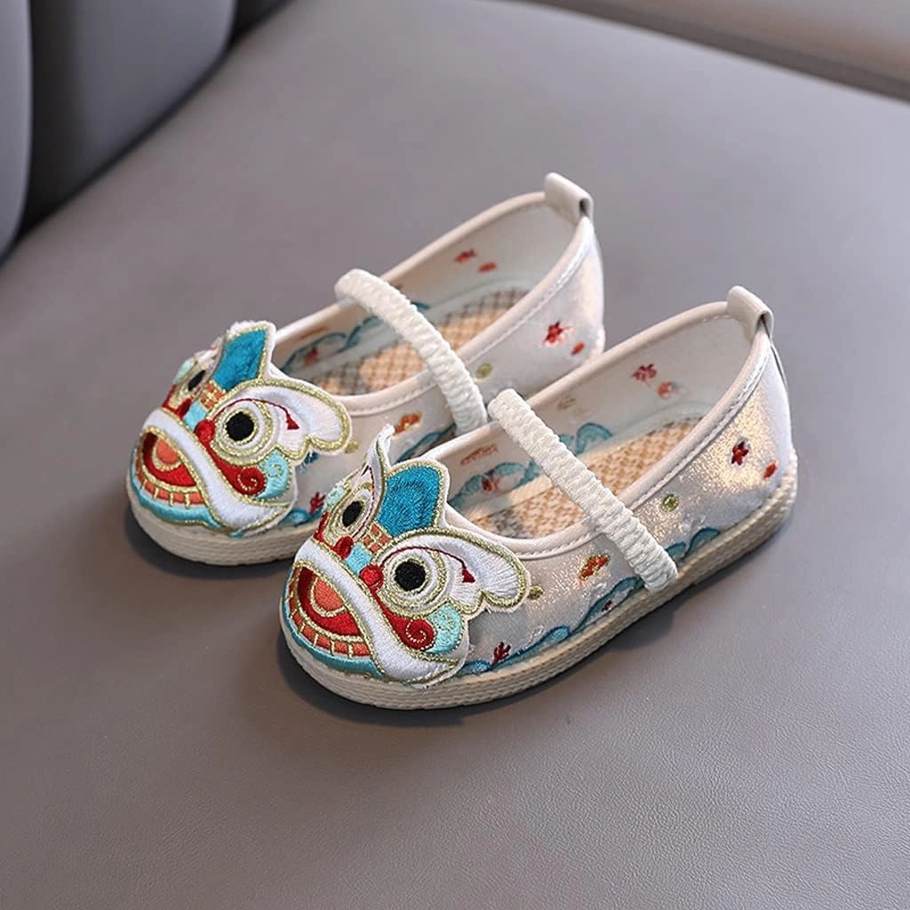 Girls Embroidered Shoes with Ox Tendon Soles and Cocked Head Retro National Boys Horn Cloth Children (Color : B, Size : 29)