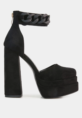 golden hour showstopper chain embellished high platform sandals