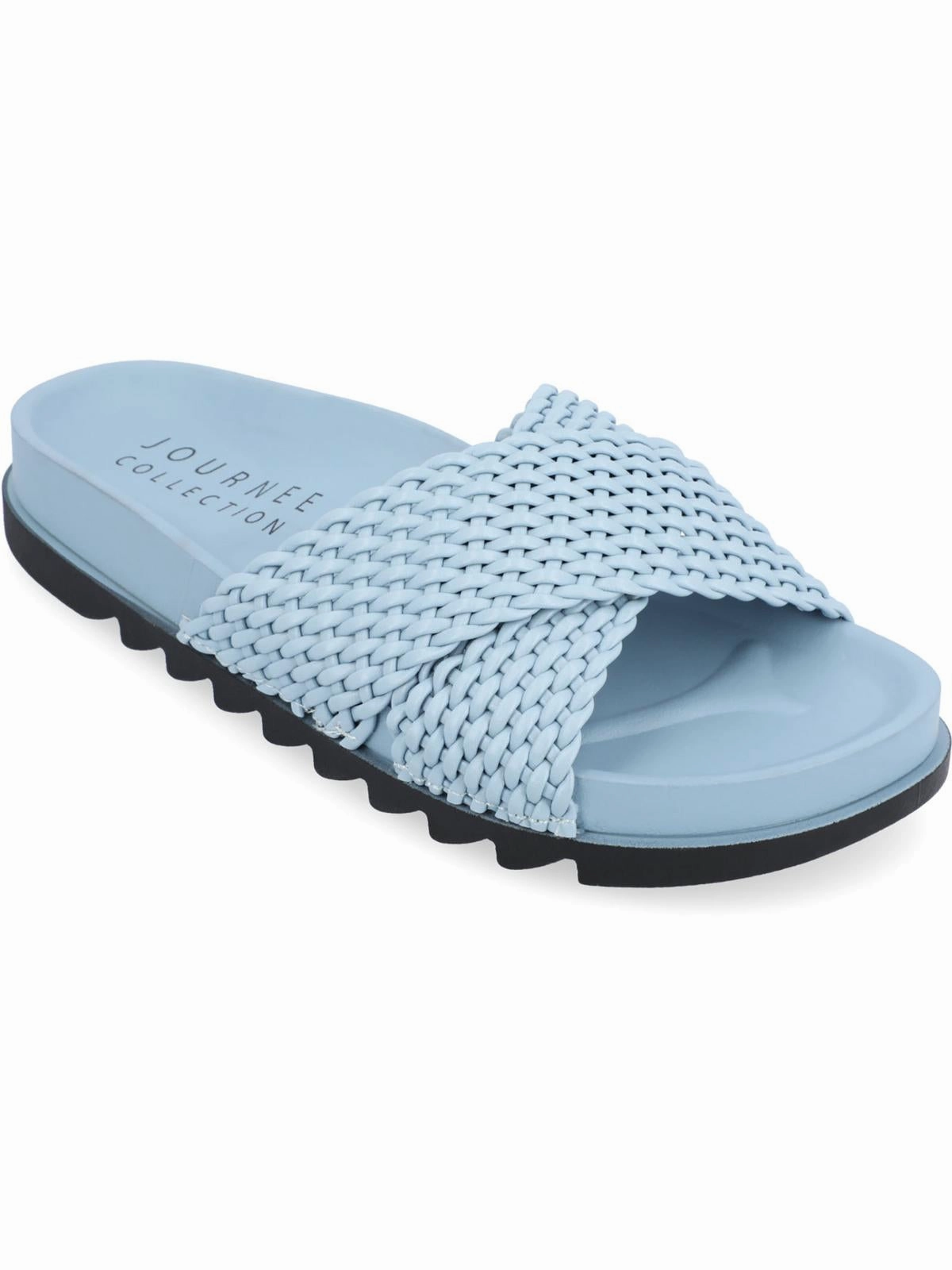 GRETIE Womens Faux Leather Open Toe Slide Sandals