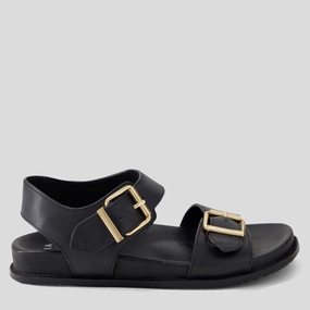 HASTICE W - BLACK LEATHER SANDALS