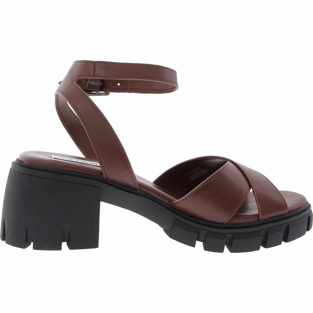 Haute Womens Adjustable Faux Leather Block Heel