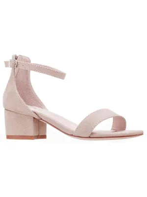 Hidi Girls Embossed Open Toe Block Heels