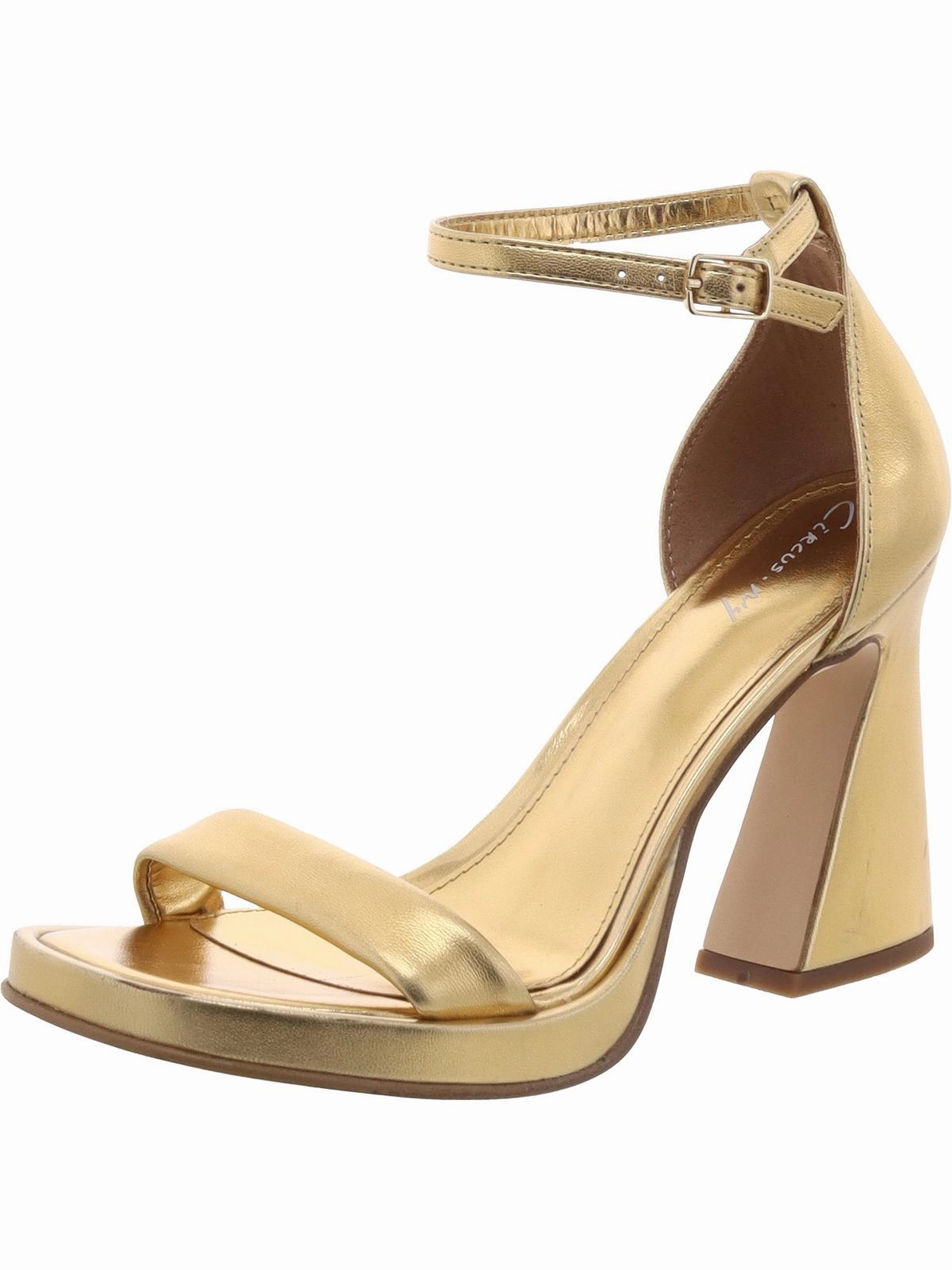Holmes Womens Faux Leather Ankle Strap Heels