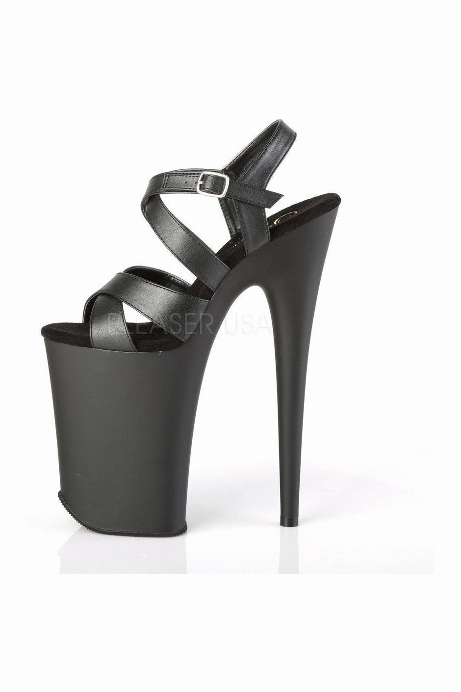 INFINITY-997 Platform Sandals | Black Faux Leather