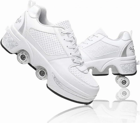 Inline Skate, Sports Shoes with Wheels for Girls Boys,2-in-1 Multi-Purpose Shoes, Adjustable Quad Roller Skate-A||37