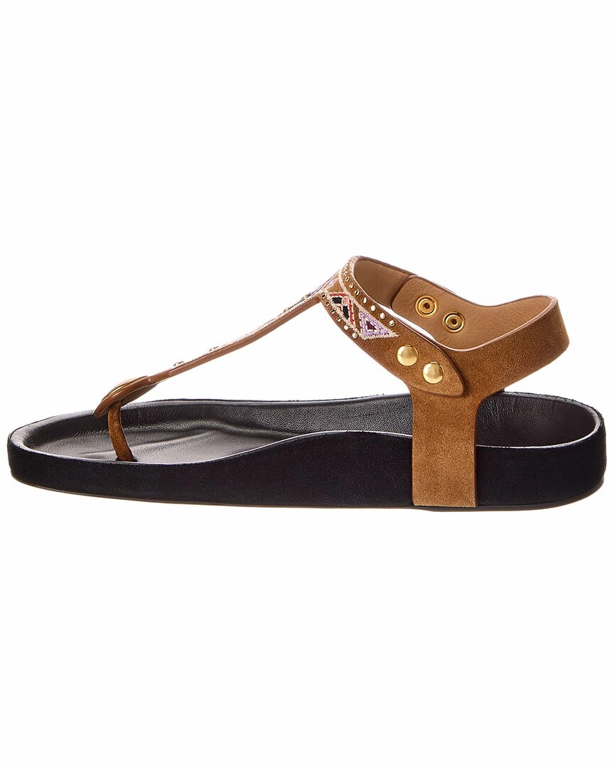 Isabel Marant Enore Embroidered Suede Sandal