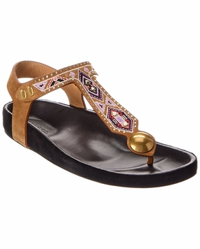 Isabel Marant Enore Embroidered Suede Sandal