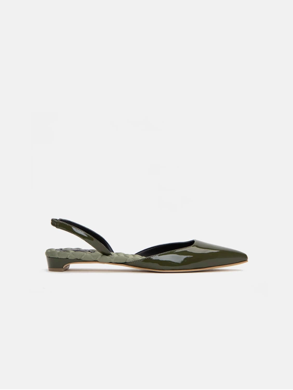 Jackie Vegan Leather Slingback Flats | Green Patent
