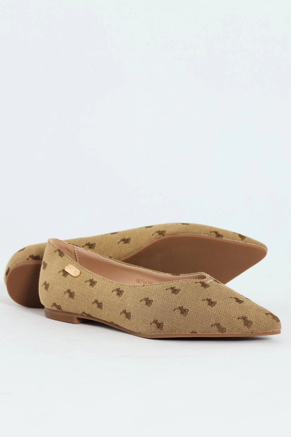 Jacquard Monogram Pointed Toe Pump - Stone