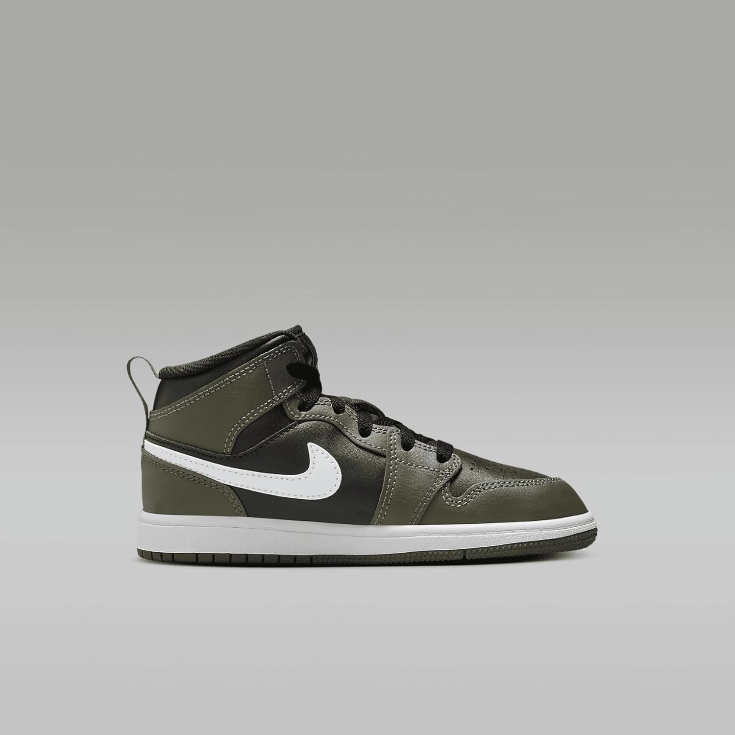 Jordan 1 Mid Little Kids' Shoes (DQ8424-092, Black/Medium Olive/White)