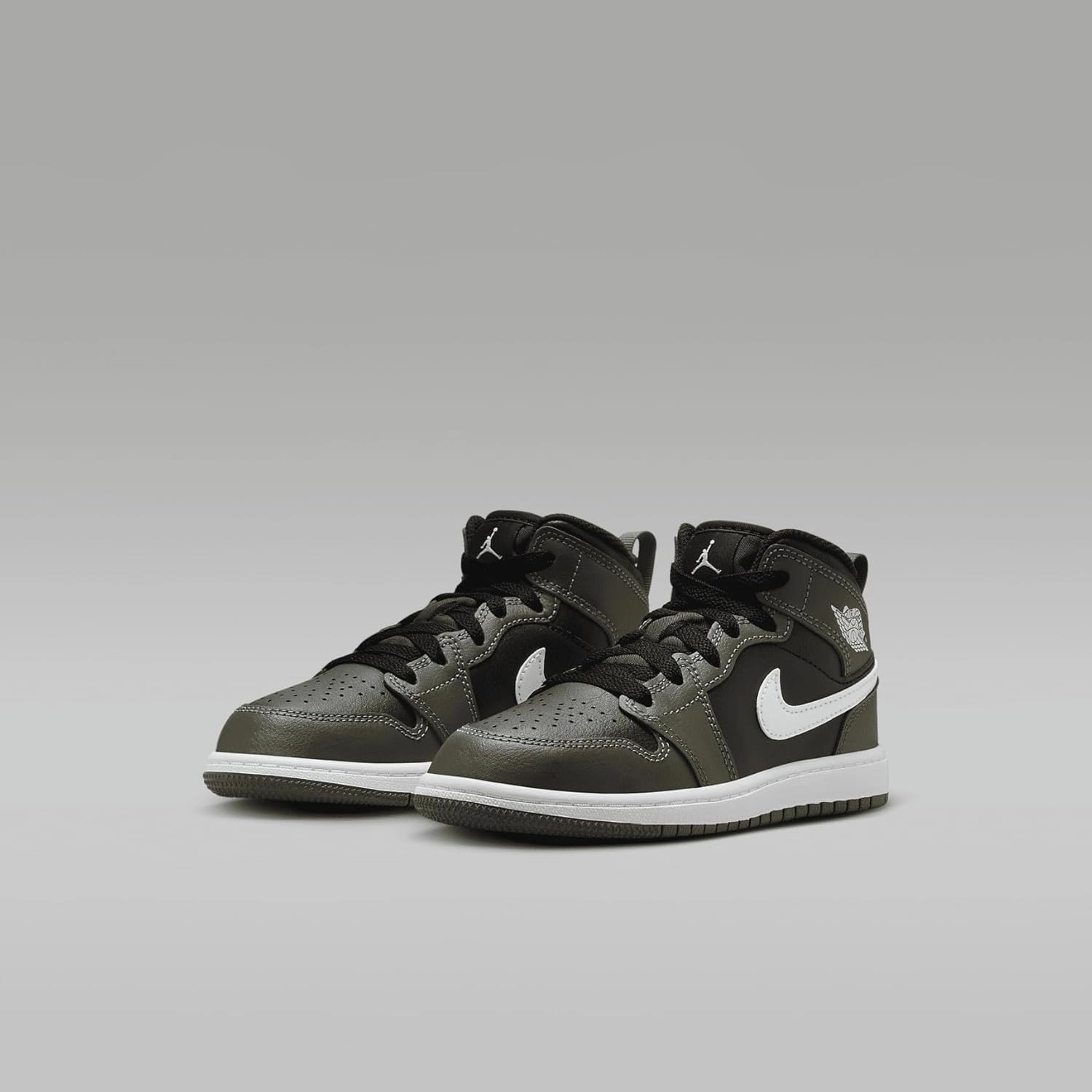 Jordan 1 Mid Little Kids' Shoes (DQ8424-092, Black/Medium Olive/White)